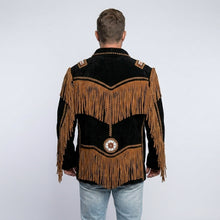 Laden Sie das Bild in den Galerie-Viewer, Authentic Western Leather Fringe &amp; Beaded Jacket for Men

