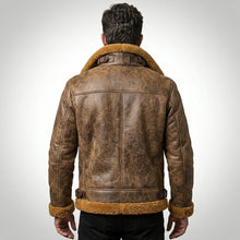 Load image into Gallery viewer, Men’s B3 Sheepskin Shearling Bomber Jacket – Military Fur Aviator Coat
