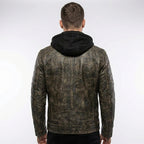 Men’s Gatsby Distressed Brown Leather Jacket – Quilted Shoulder Cafe Racer Jacket