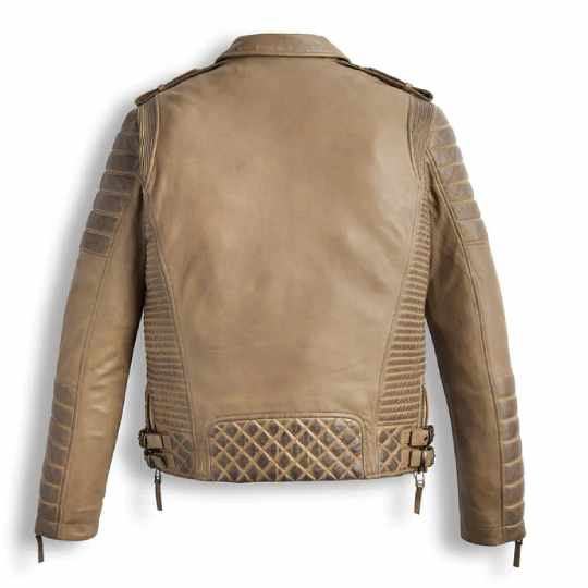 Motorradjacke aus wachsgefärbtem Wüstenbraun-Leder
