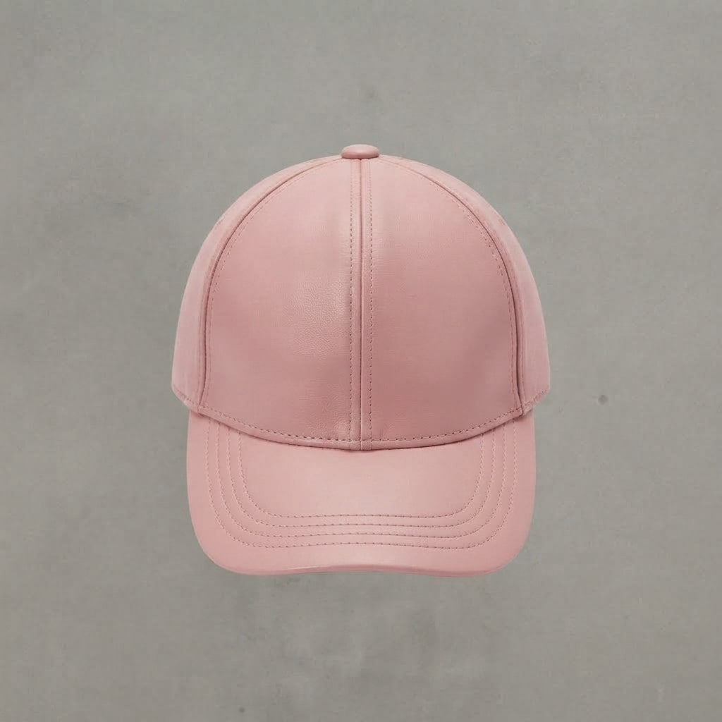 Women's Pink  Leather Cap