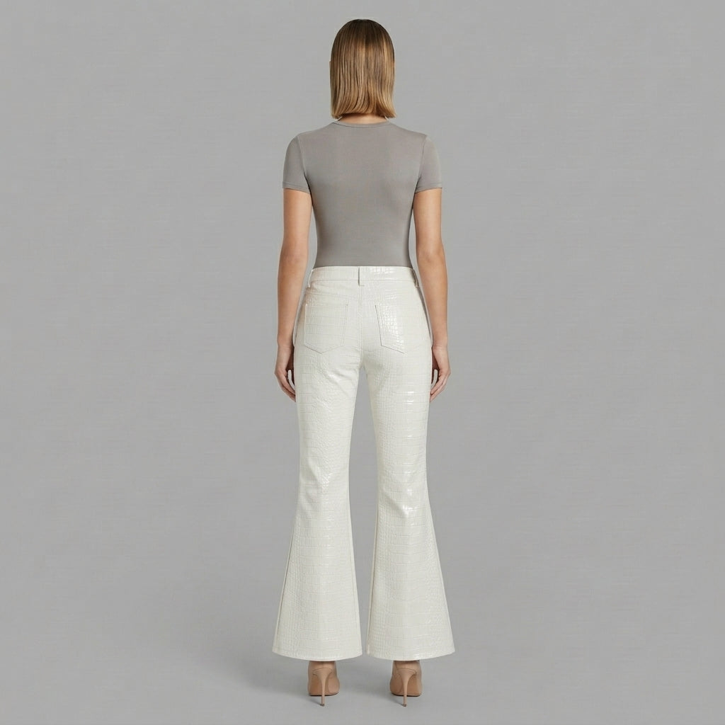 Women's White Leather Pant