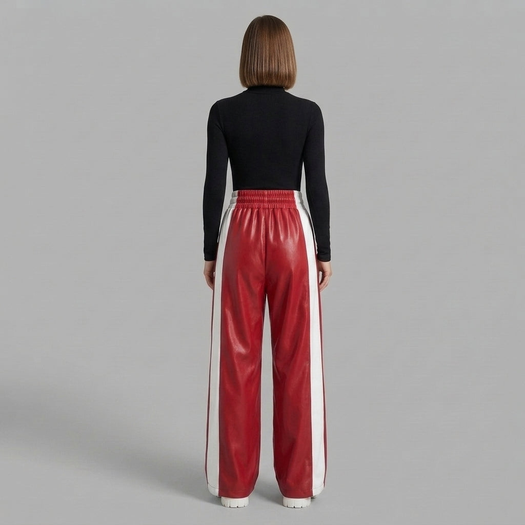 Women's Red Leather Pant