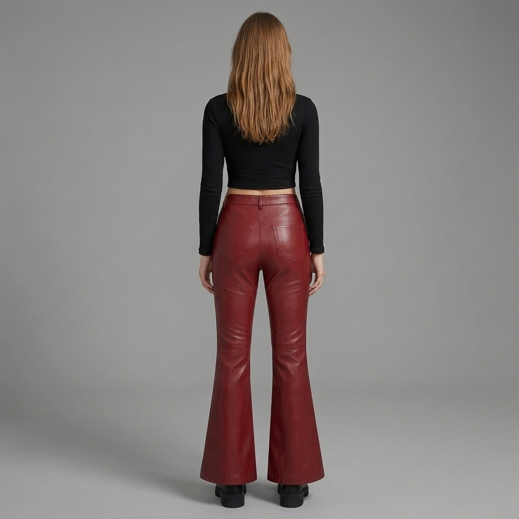 Women's Red Leather Pant
