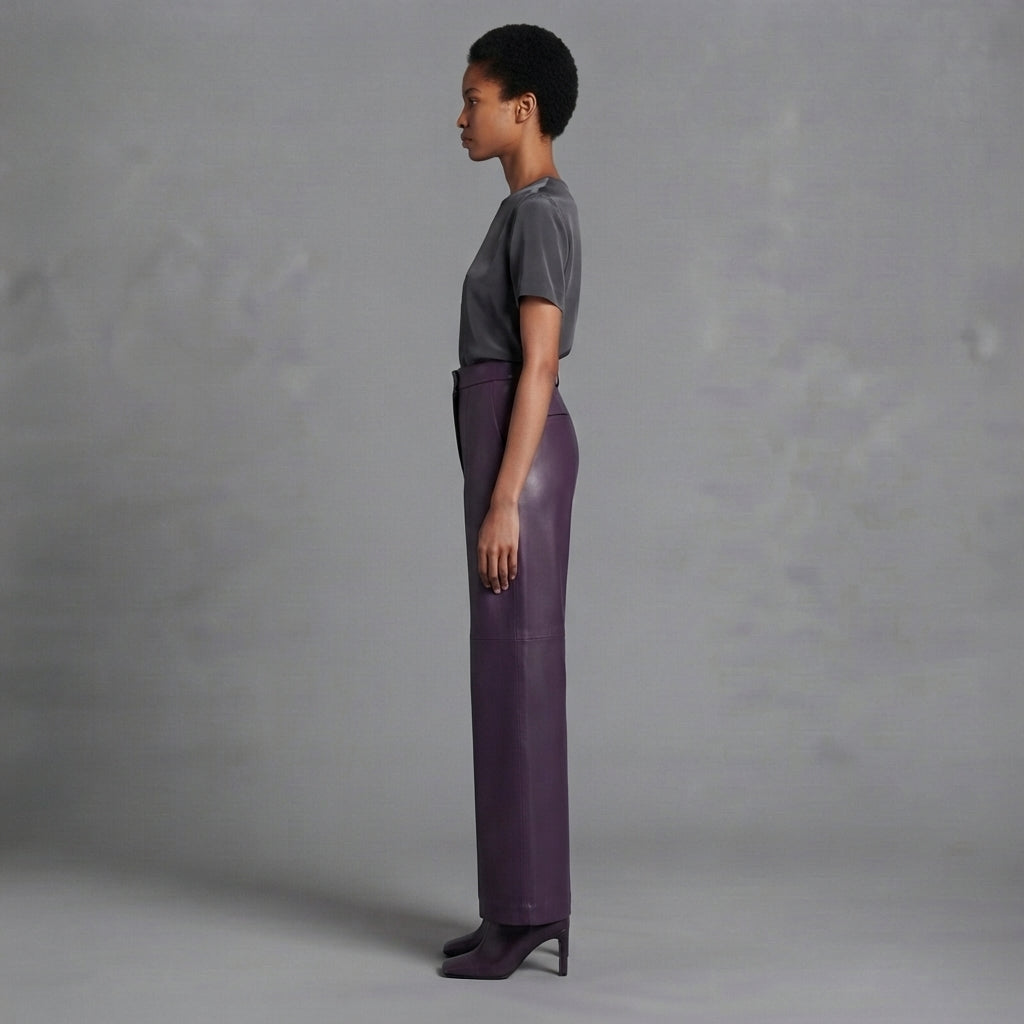 Women's Purple  Leather Pant