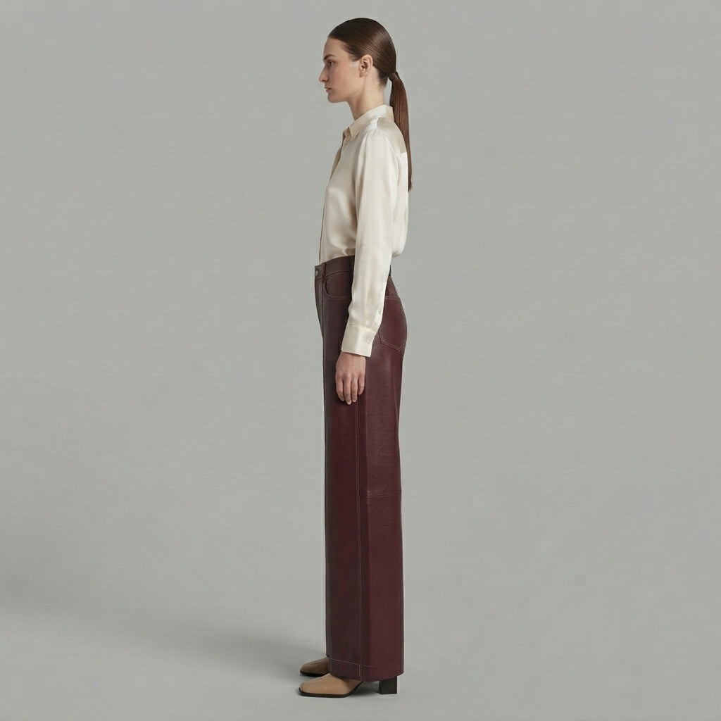 Women's Brown Leather Pant