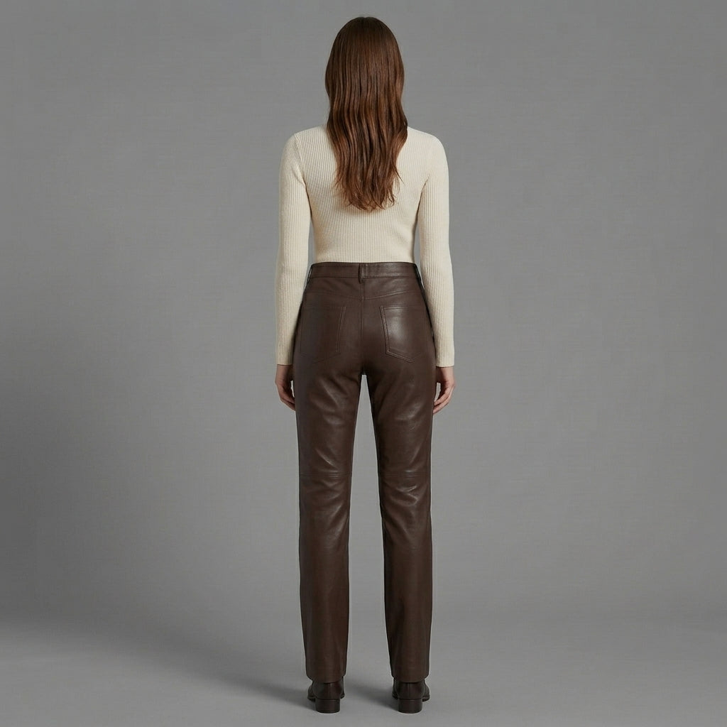 Women's Brown Leather Pant