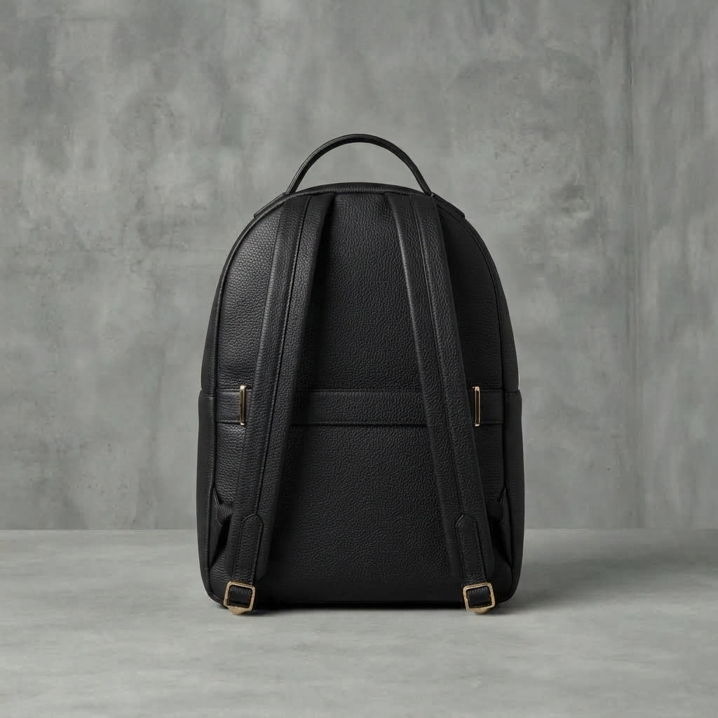 Women's Stylish Black Leather Backpack