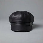 Women's Black  Leather Cap