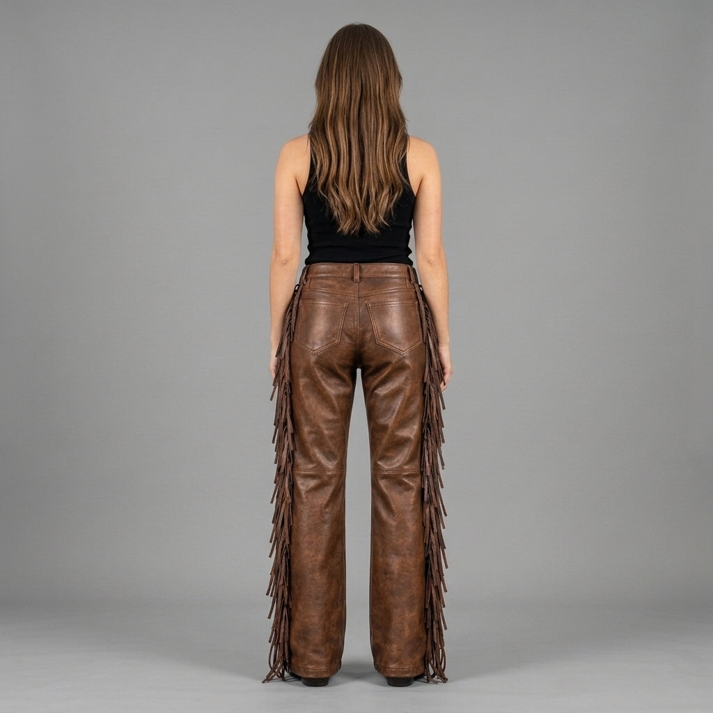Women's Brown Leather Pant