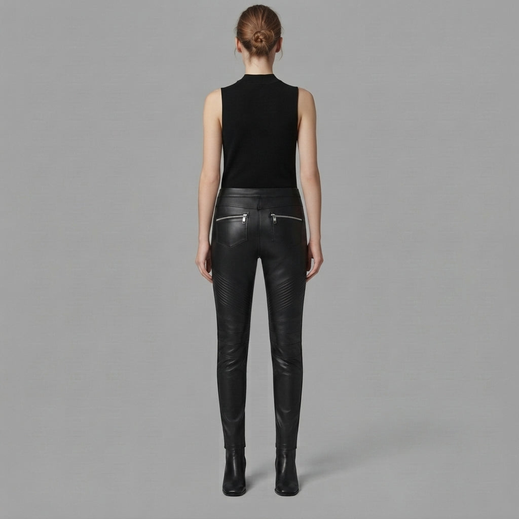 Women's Black Leather Pant
