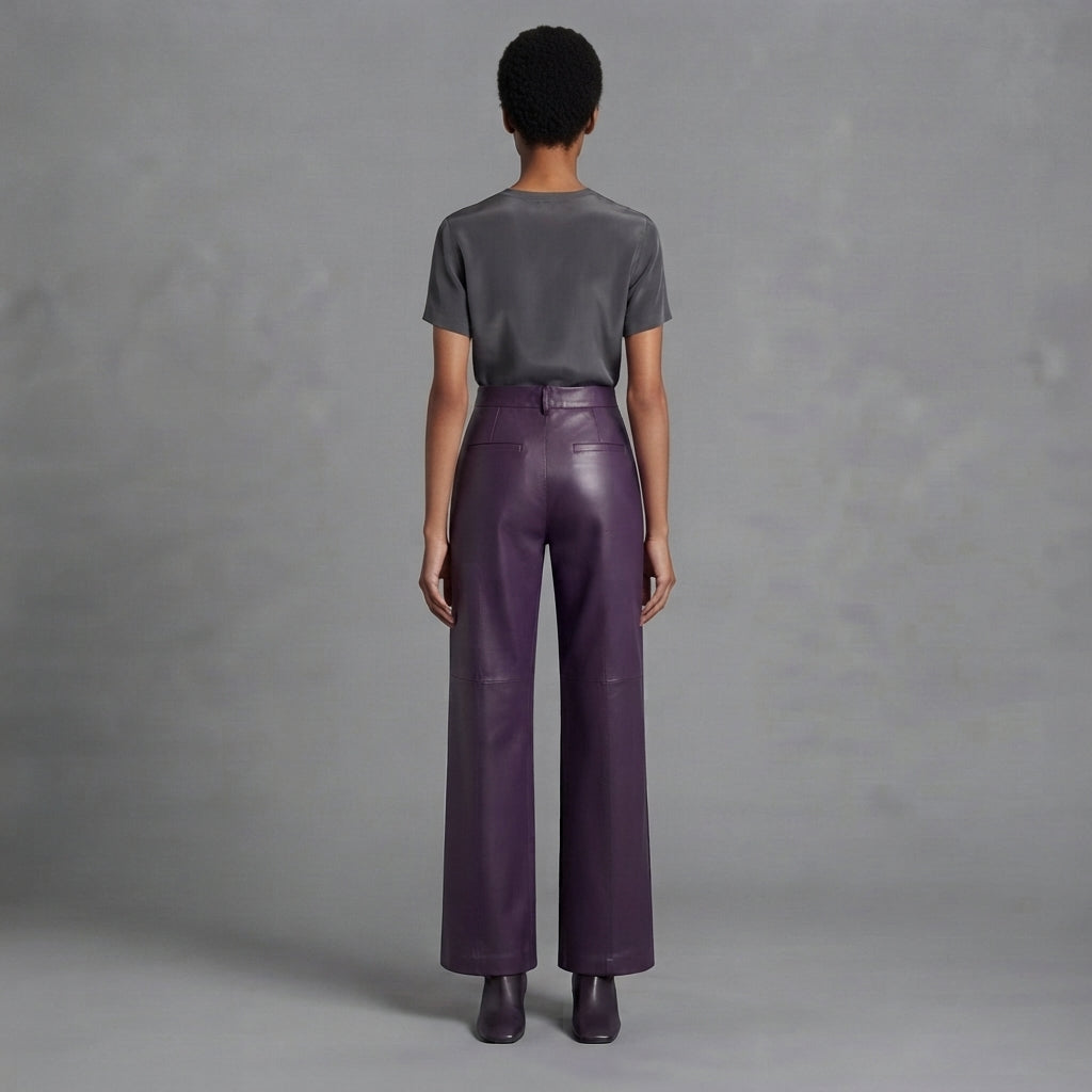 Women's Purple  Leather Pant