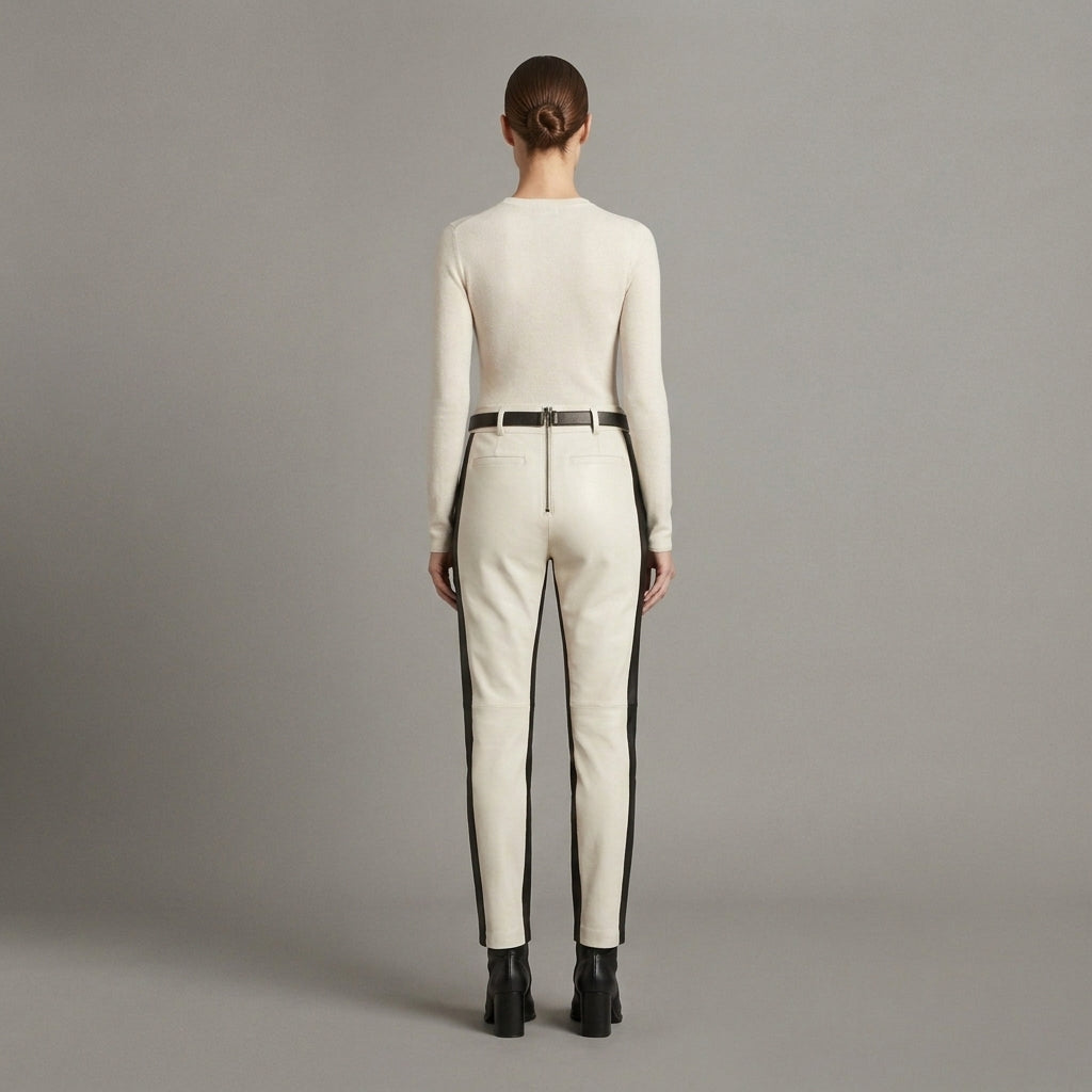 Women's White Leather Pant