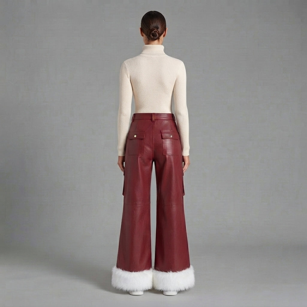 Women's Red Leather Pant