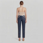 Women's Blue Leather Pant