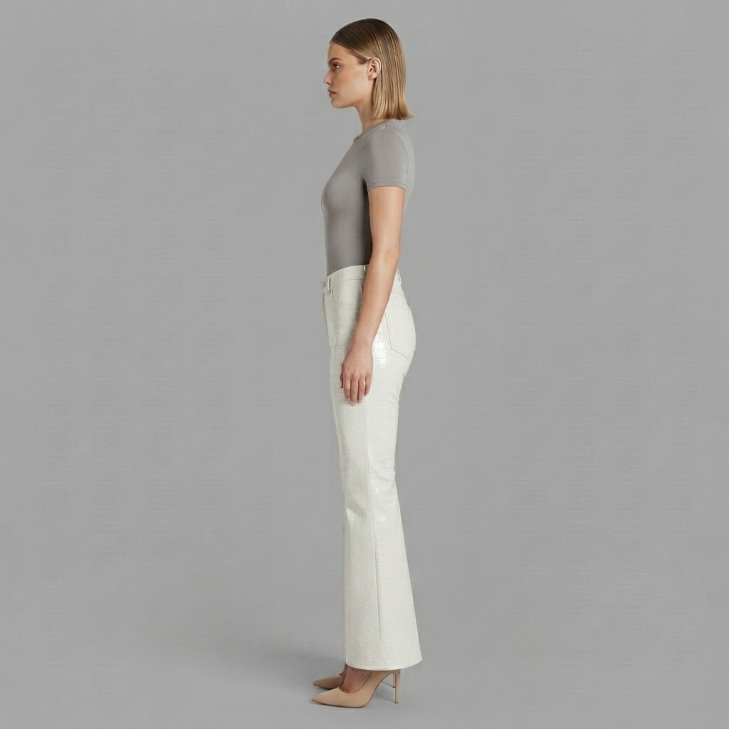 Women's White Leather Pant