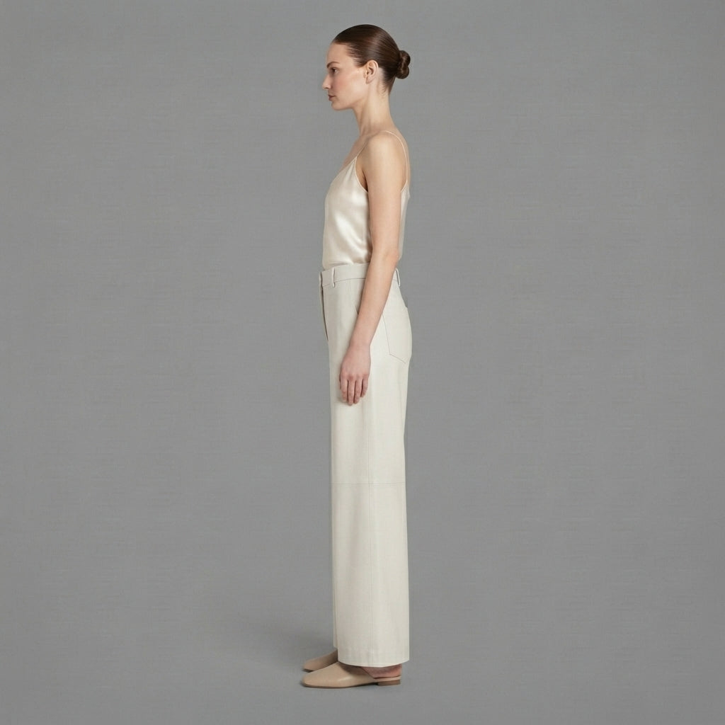 Women's White Leather Pant