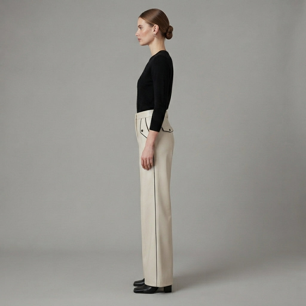 Women's White Leather Pant