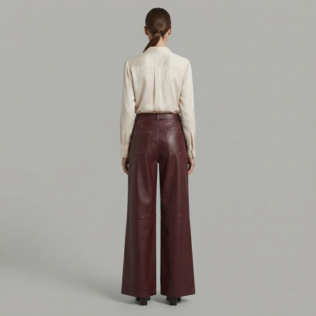 Women's Brown Leather Pant