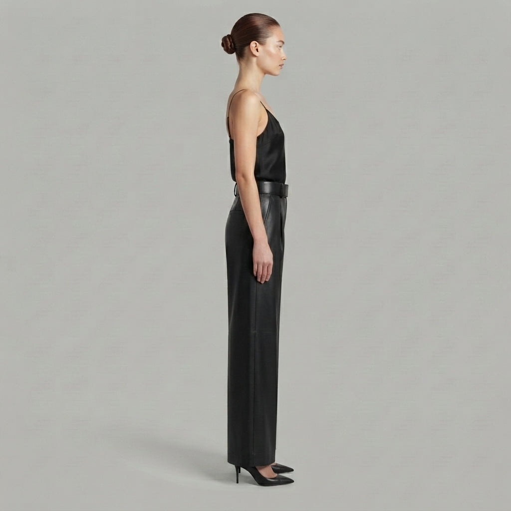 Women's Black Leather Pant