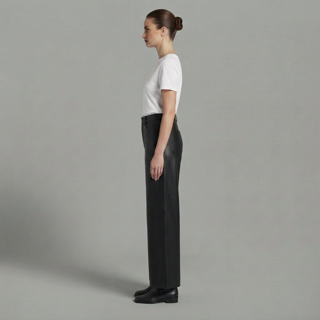 Women's Black Leather Pant