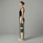 Women's White & Green Leather Pant