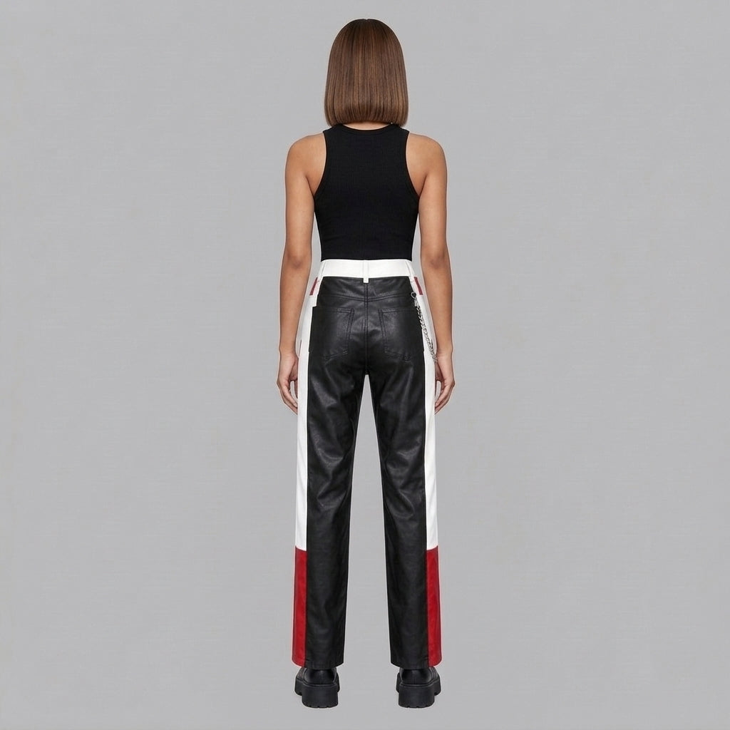 Women's Red Leather Pant