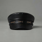 Women's Black  Leather Cap