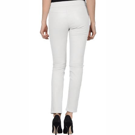 " White Premium Leather Pants for Women"