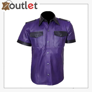 Faux Leather Mens Shirt