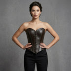 Women's Chocolate Brown Leather Corset