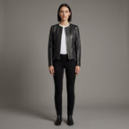 Women's Black Leather Biker Jacket