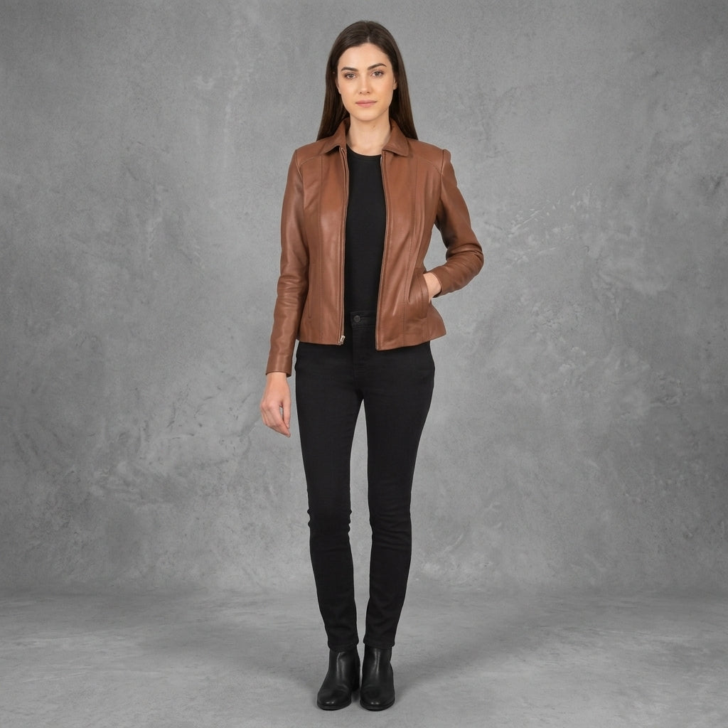 Women's Brown Leather Jacket