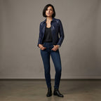 Women's Blue Leather Jacket