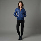 Women's Blue Leather Jacket