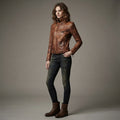 Women's  Brown distressed Leather Jacket