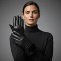 Buy Women's Black Fur Leather Gloves