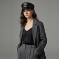 Women's Black  Leather Cap