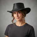 Buy Women's Black Top Leather Hat