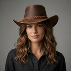 Buy Women's Brown Top Leather Hat