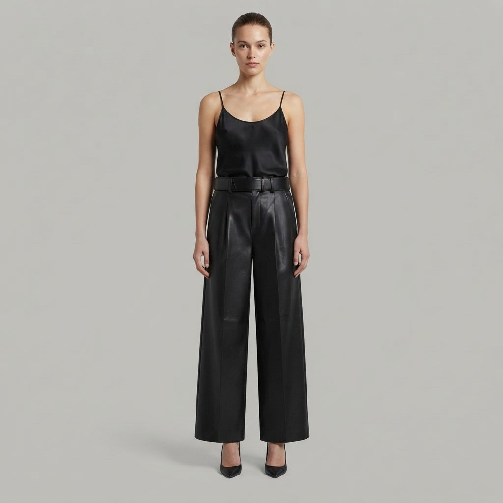 Women's Black Leather Pant