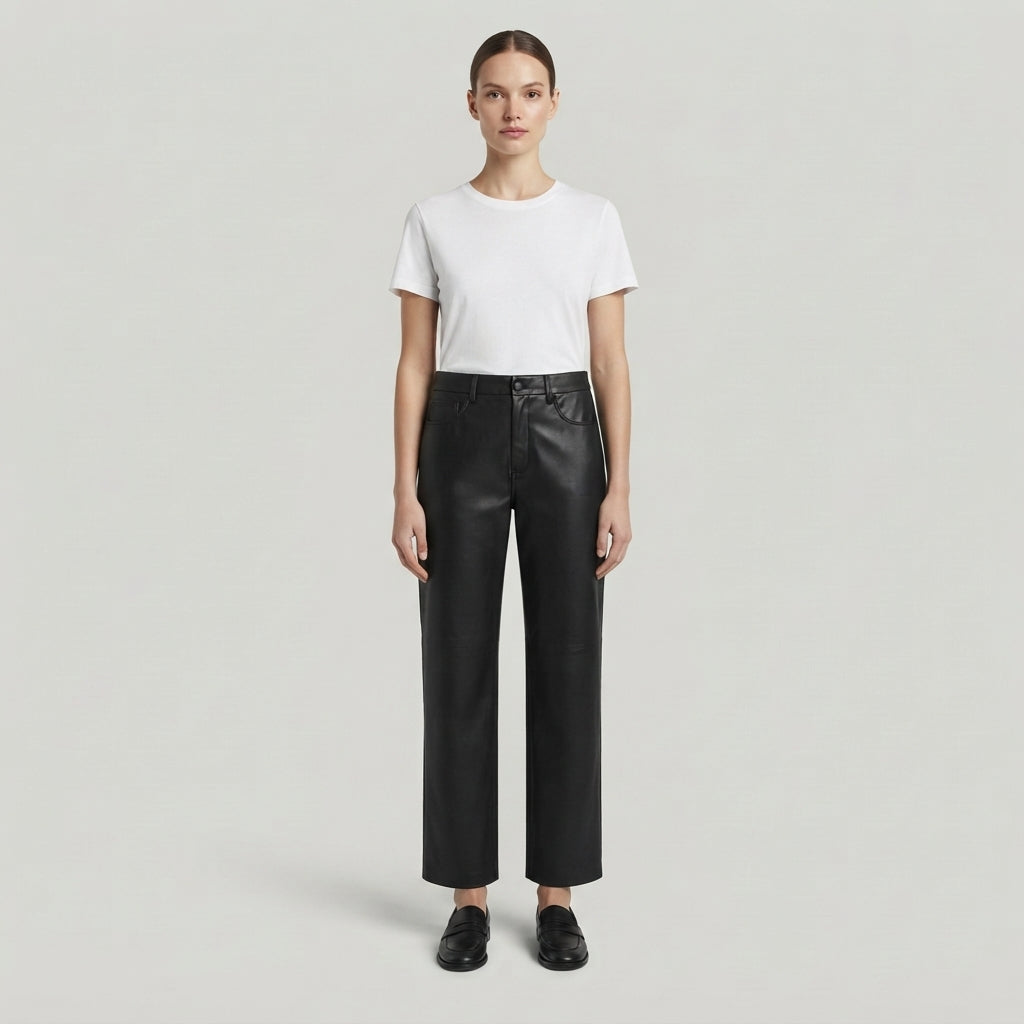 Women's Black Leather Pant