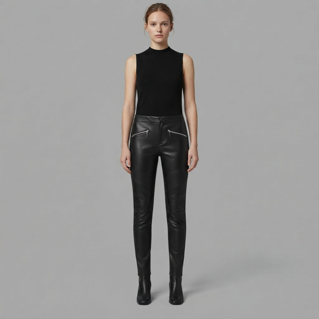 Women's Black Leather Pant