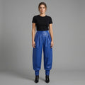 Women's Blue Leather Pant