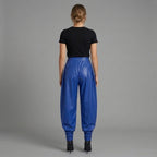 Women's Blue Leather Pant