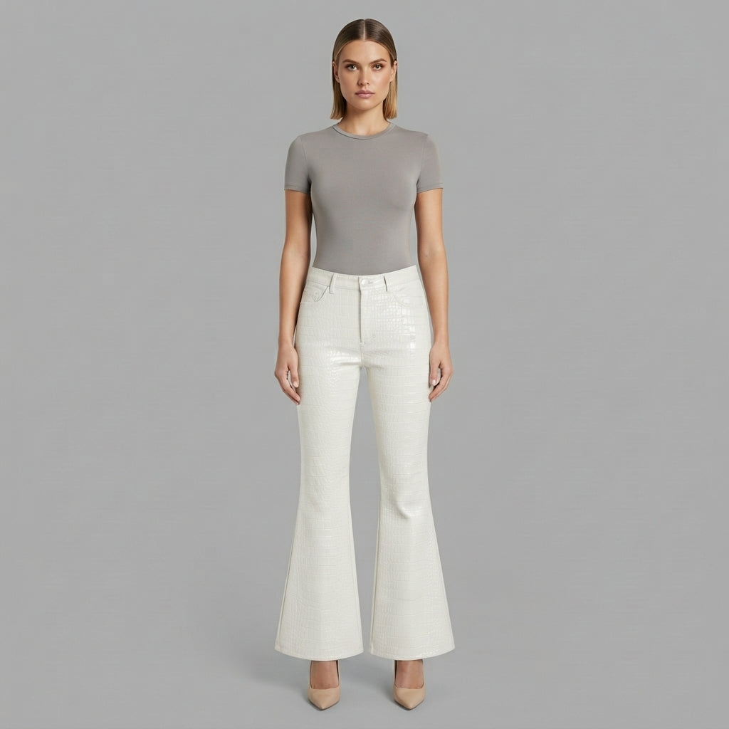 Women's White Leather Pant