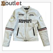 Load image into Gallery viewer, Ferrari F1 Racing Streetwear Leather White Jacket
