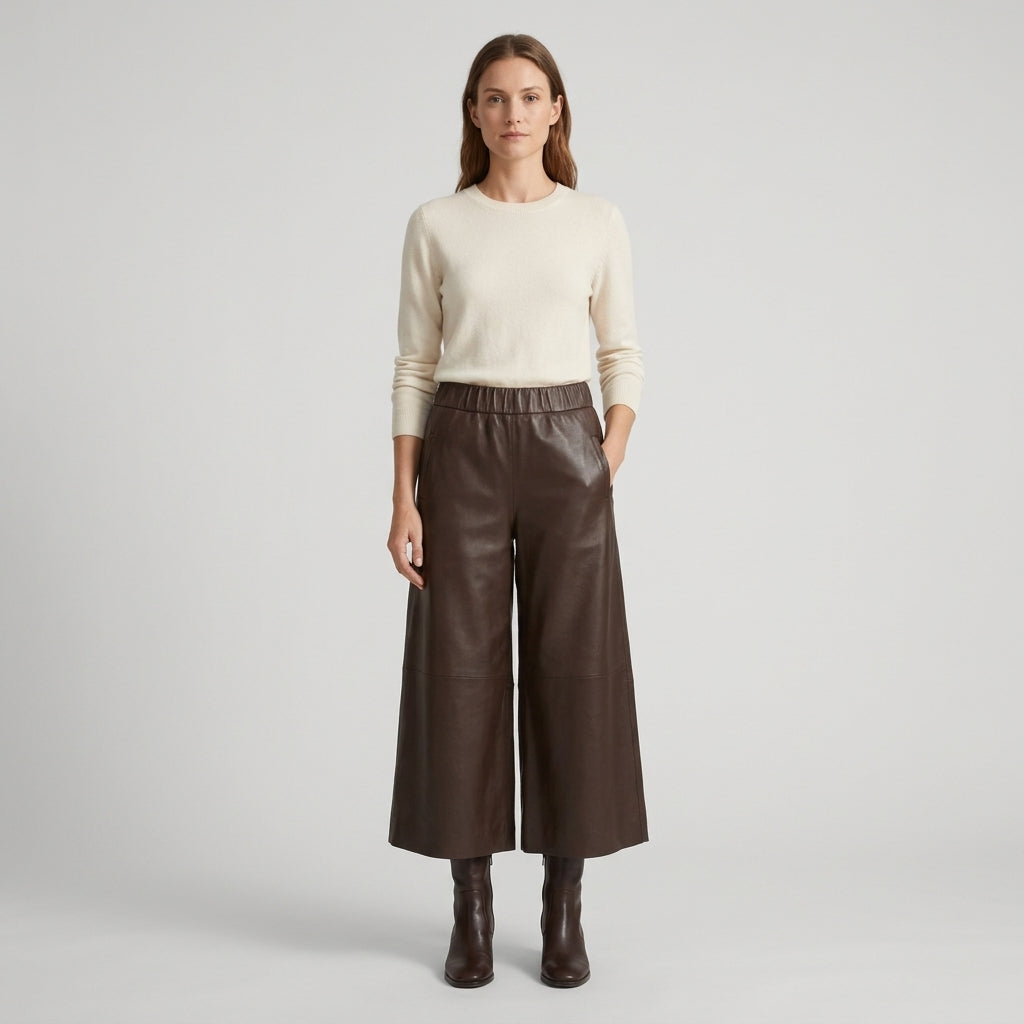 Women's Brown Leather Pant