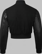 Women’s Polo Ralph Lauren Black Cropped Leather varsity jacket