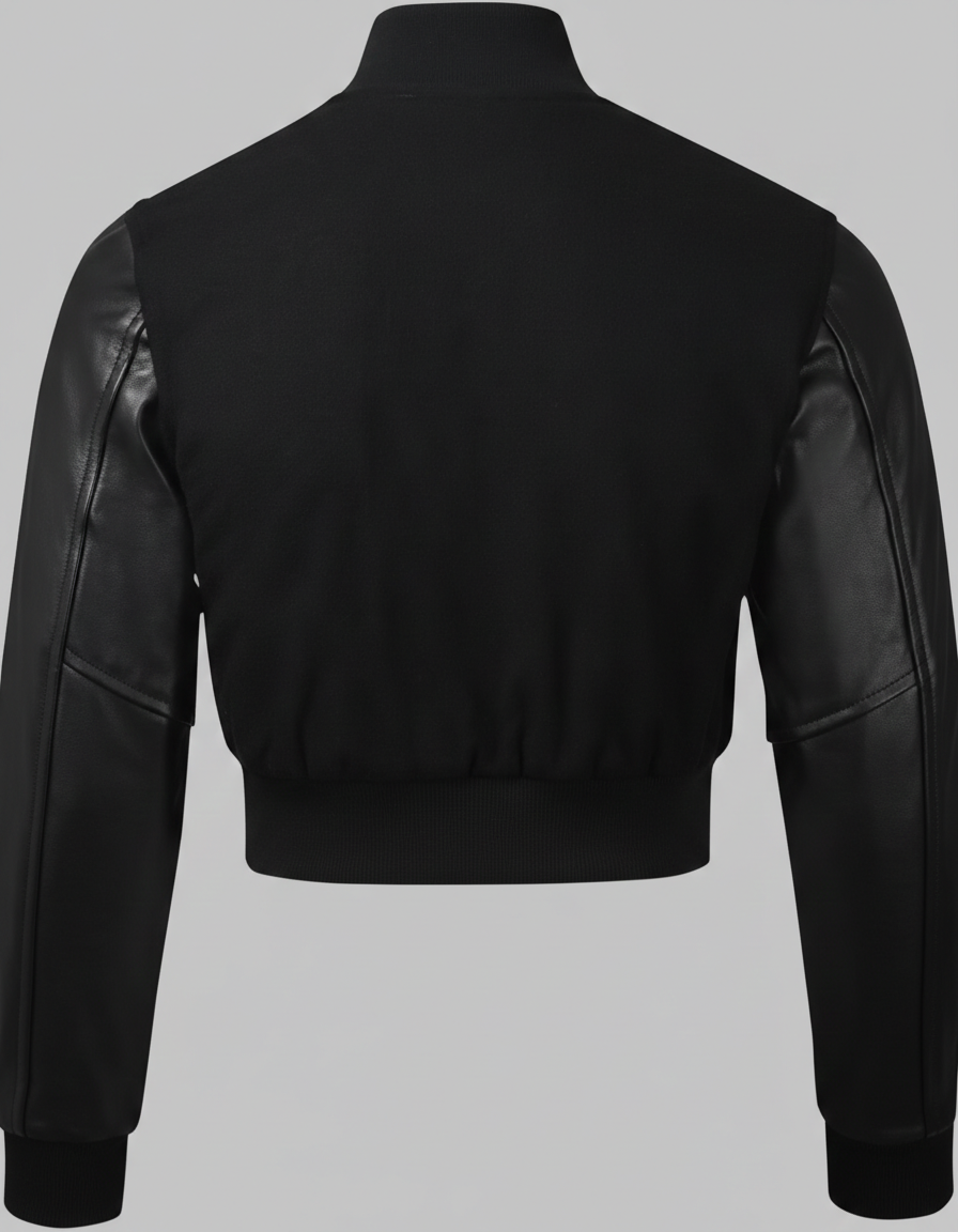 Women’s Polo Ralph Lauren Black Cropped Leather varsity jacket